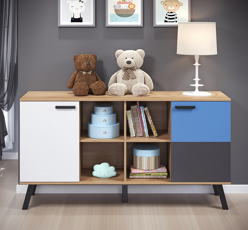 Baby Sideboard Mats Color | Bianco Buche / blau oder rosa