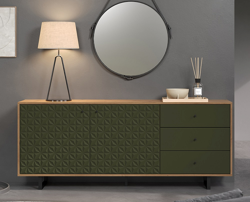 Sideboard Sentra | Dark Green / Artisan Eiche