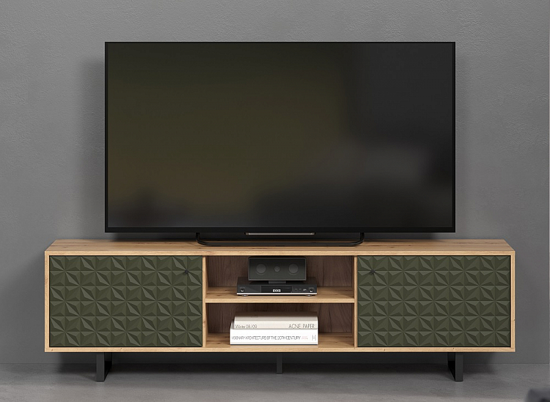 Lowboard TV-Schrank Sentra | Artisan Eiche / Dark Green