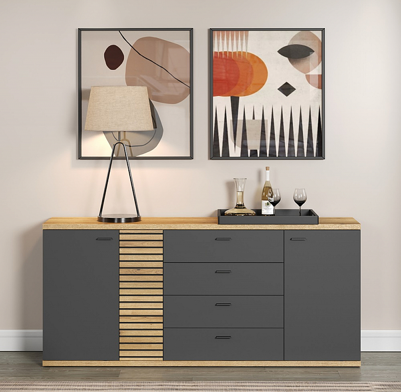 Sideboard Norris | grau / Coast Evoke Oak