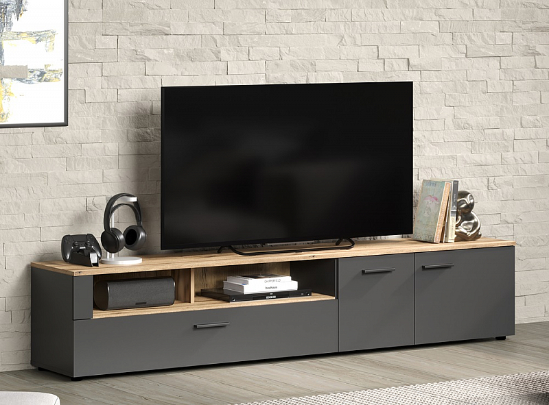 TV-Board Lowboard Esteban | Anthrazit / Coast Evoke Oak