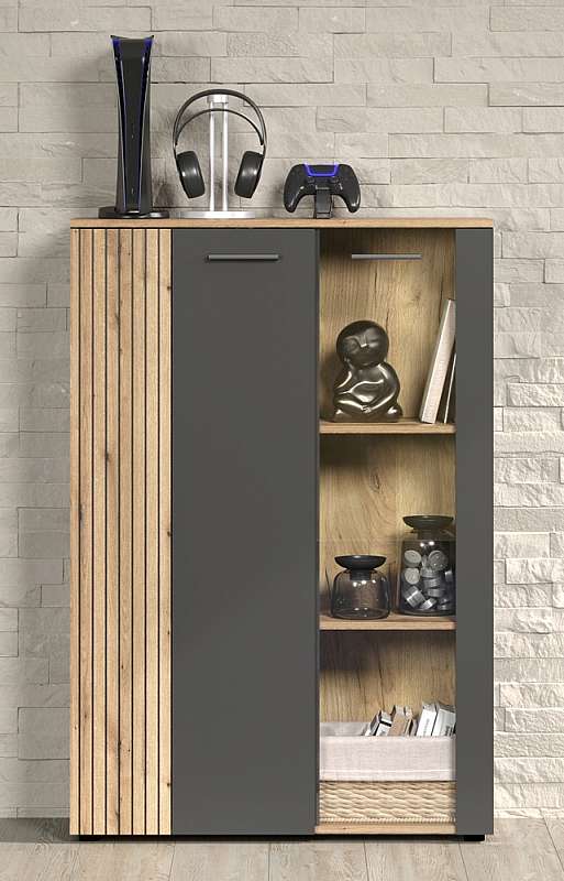 Highboard Esteban | Anthrazit / Coast Evoke Oak