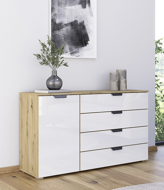 Kommode Sideboard Artemis | Eiche Artisan / weiß