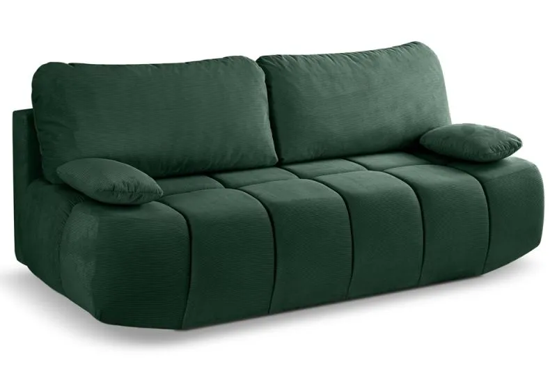 2-Sitzer Schlafsofa Lauder mit Bettkasten | 207cm | Cord | smaragdgrün