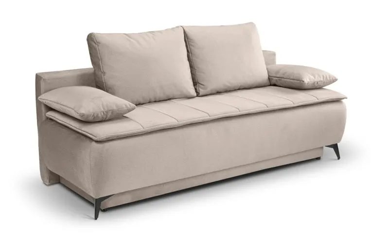 2-Sitzer Schlafsofa Sendi mit Bettkasten | 210cm | Velourstoff | beige