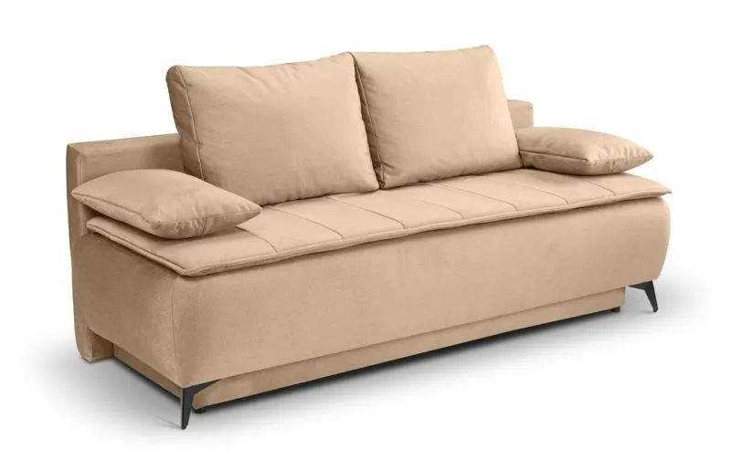 2-Sitzer Schlafsofa Sendi mit Bettkasten | 210cm | Velourstoff | braun-beige