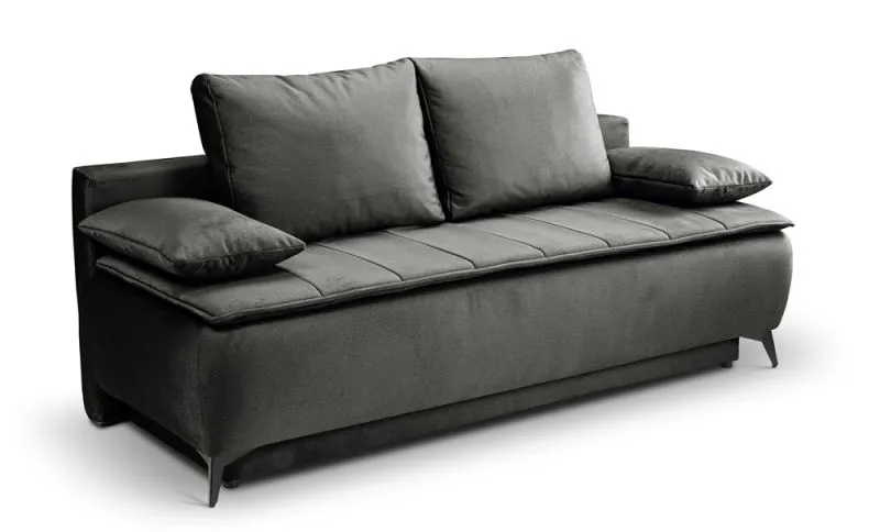 2-Sitzer Schlafsofa Sendi mit Bettkasten | 210cm | Velourstoff | grau-beige