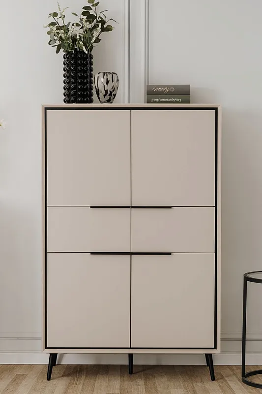 Highboard Kommode Arona | sand / schwarz