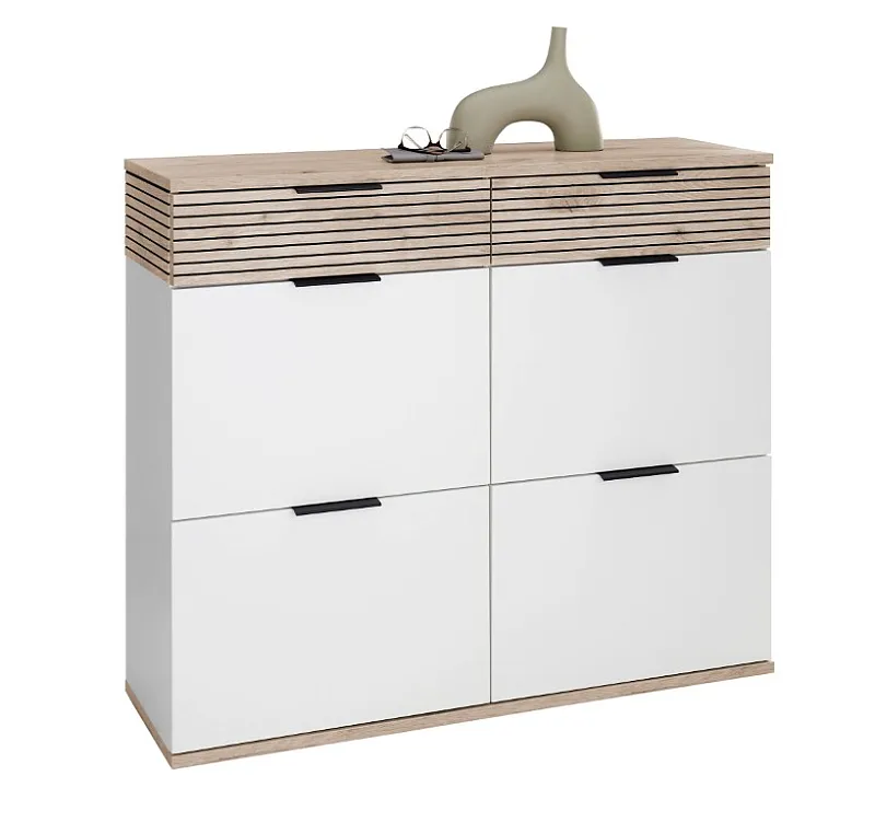 Hänge-Schuhschrank Montello mit 2 Schubkästen | Soft White / Viking Oak