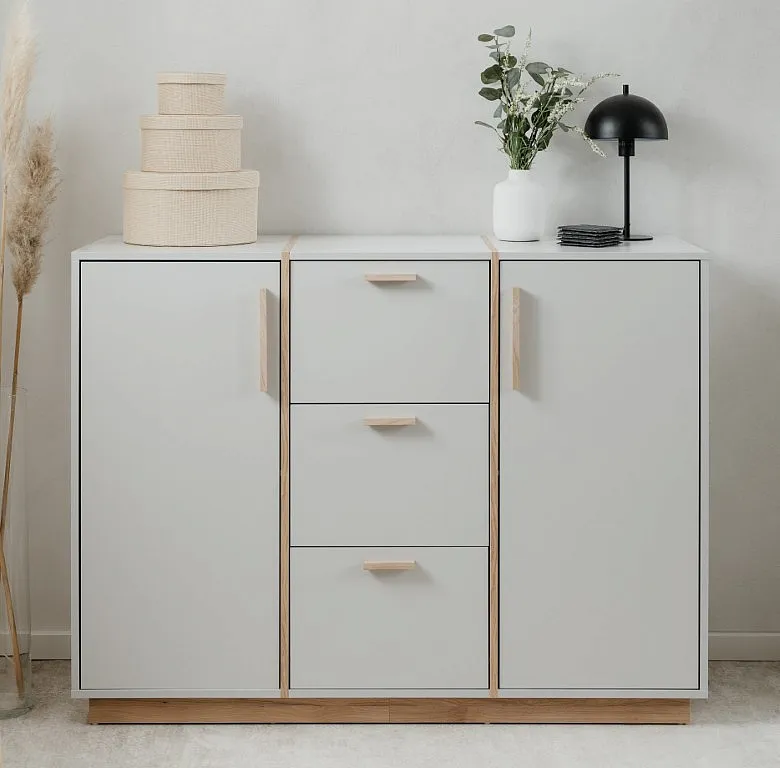 Kommode Sideboard Split | steingrau / Jackson Hickory