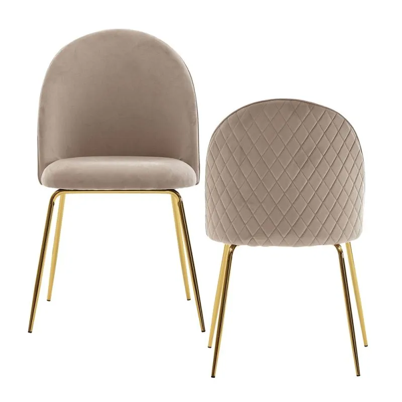 2er Set 4-Fuß Polsterstuhl Diama | samt | beige