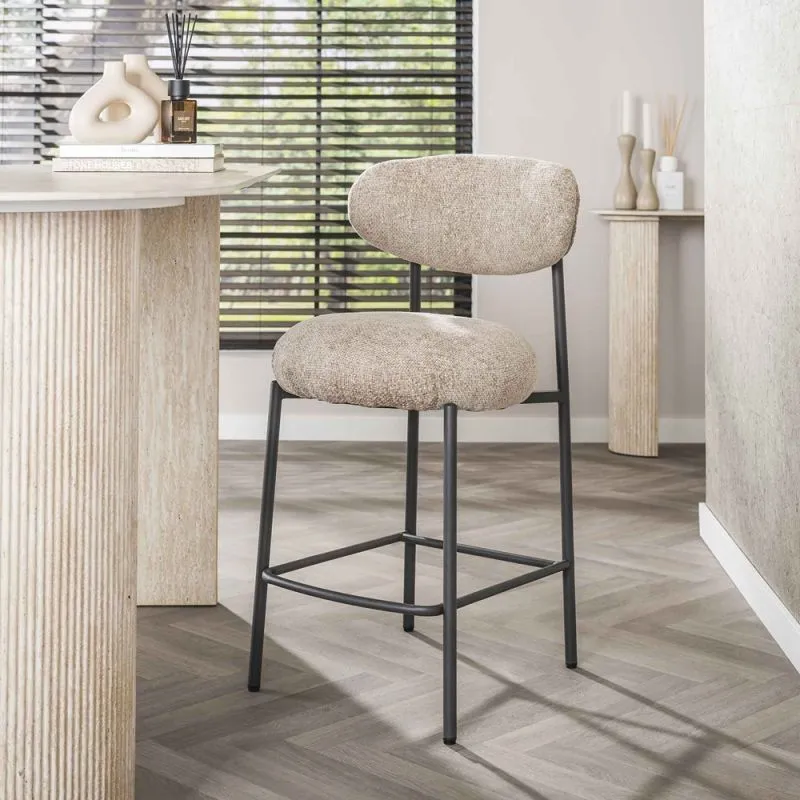 2er Set Barhocker Elysia | Cargo Stoff / Strukturgewebe | Sand