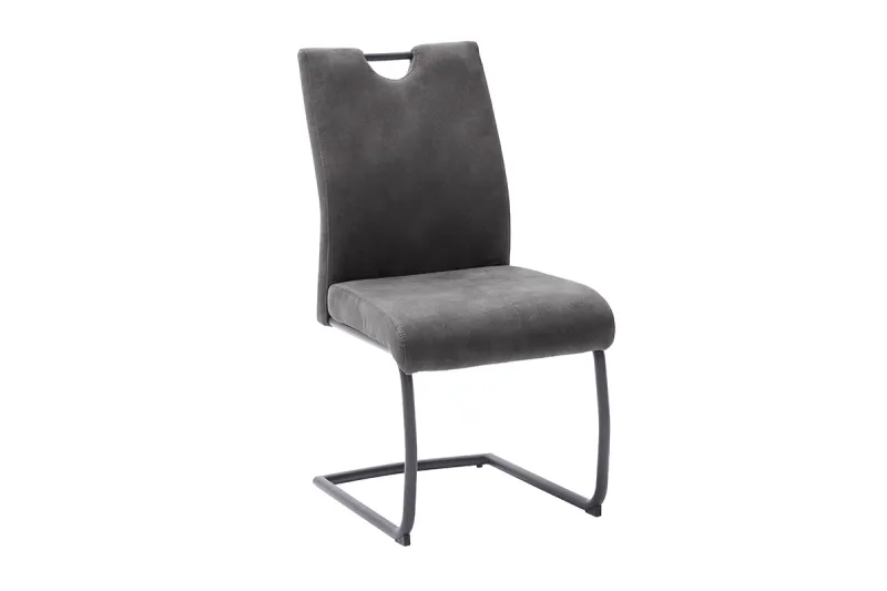 2er Set Freischwinger Stuhl Acroma | Feingewebe | dunkelgrau