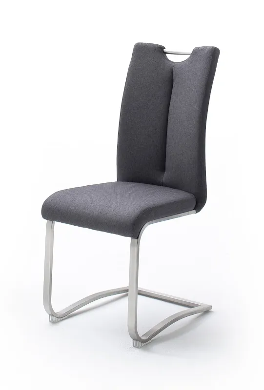 2er Set Freischwinger Stuhl Artos | Feingewebe | Edelstahl | anthrazit