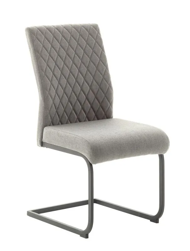 2er Set Freischwinger Stuhl Asti | Feingewebe | grau