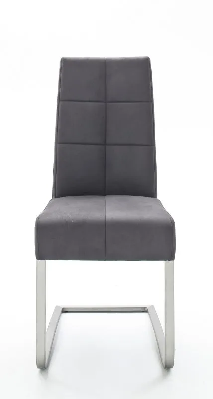 2er Set Freischwinger Stuhl Salva | Microfaserbezug | grau