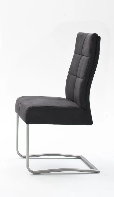 2er Set Freischwinger Stuhl Salva | Microfaserbezug | schwarz