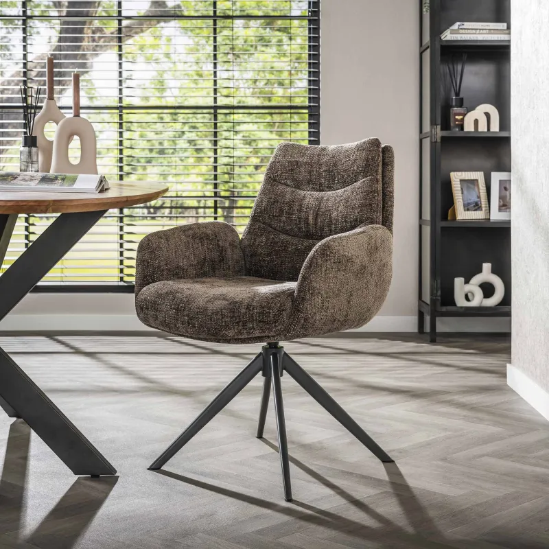 2er Set Stuhl Chavi | mit Armlehnen | drehbar | Taupe