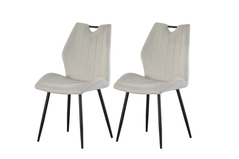 2er Set Stuhl Christin | Samtbezug | creme