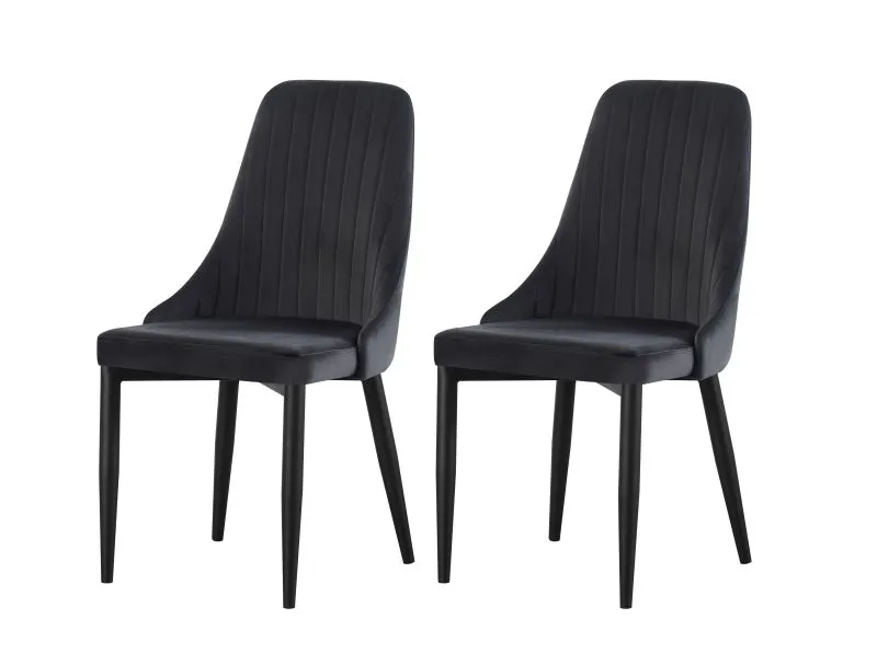 2er Set Stuhl Claudia | Samtbezug | Anthrazit
