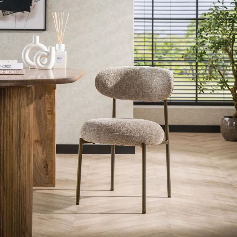 2er Set Stuhl Elysia | Cargo Stoff / Strukturgewebe | sand-braun