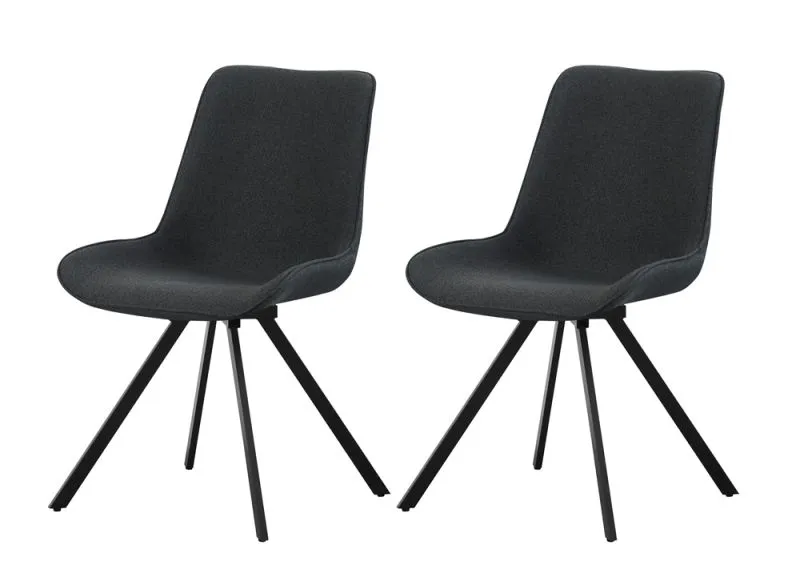 2er Set Stuhl Emilia | Webstoff | drehbar | Anthrazit