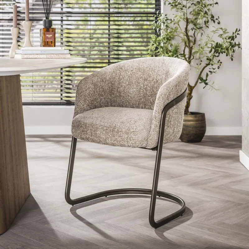 2er Set Stuhl Harmony | mit Schwinger-Gestell | Hoven-Stoff / Chenillegewebe | sand