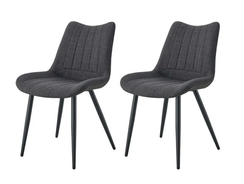 2er Set Stuhl Lotta | Webstoff | Anthrazit