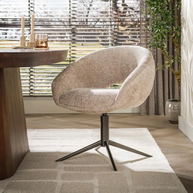 2er Set Stuhl Mirabel | drehbar | Hoven Stoff / Chenille | sand-braun