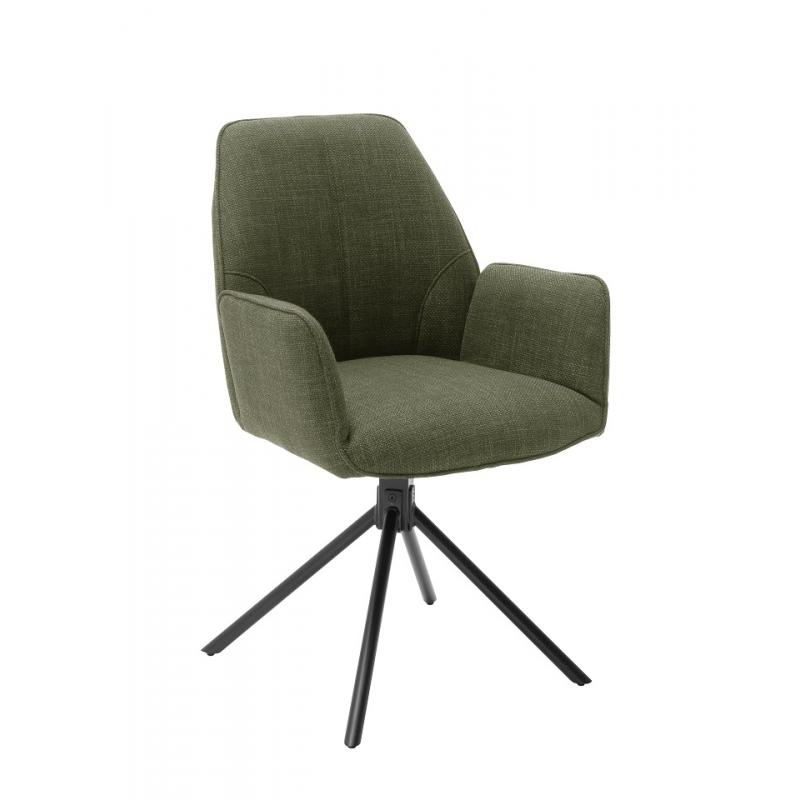 2er Set Stuhl Pemba mit Armlehnen Webstoff oliv | drehbar | 