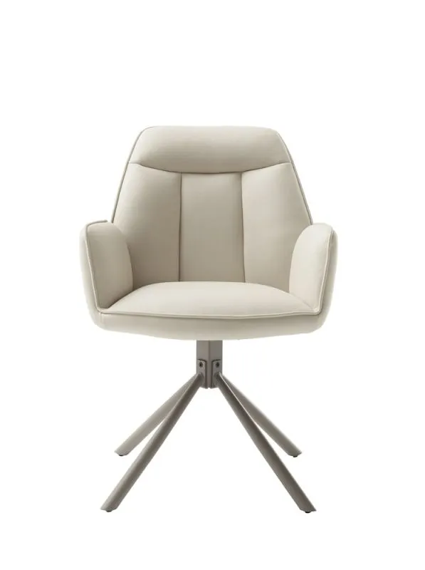2er Set Stuhl Rafaela mit Armlehnen | drehbar | creme / taupe matt