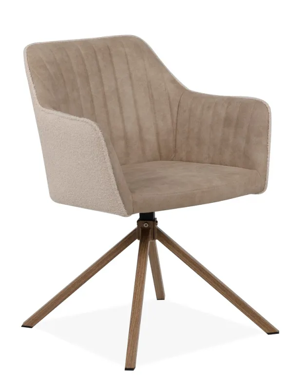 2er Set Stuhl Ray mit Armlehnen | drehbar | beige / braun