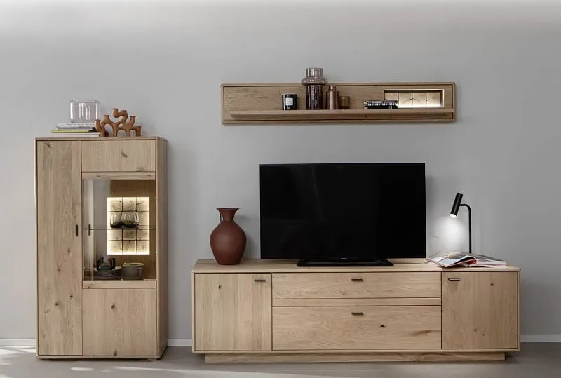 Wohnkombination Freeport 1 | Ast-/ Balkeneiche | 3-teilig | LED Beleuchtung