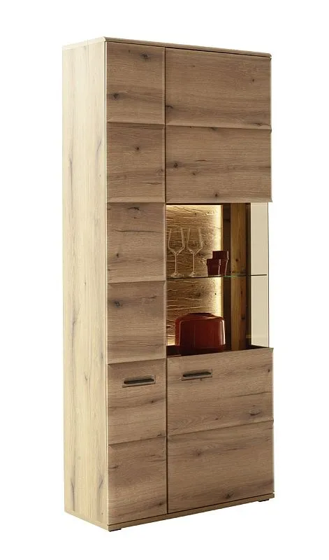 Kombi-Vitrine Naxos | Eiche Evoke | LED Beleuchtung