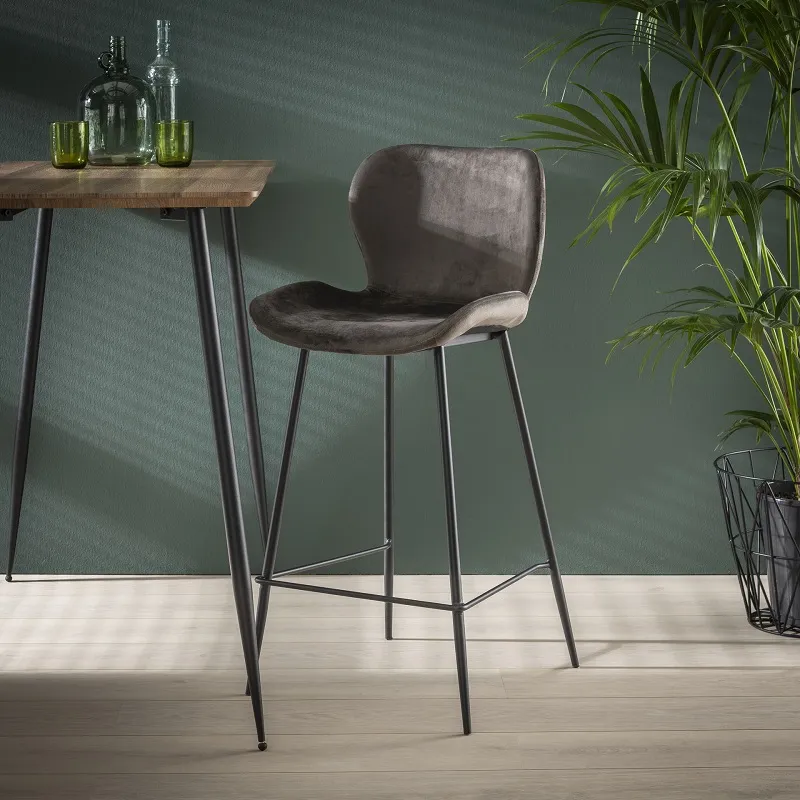 4er Set Barhocker Gonio Samt | anthrazit