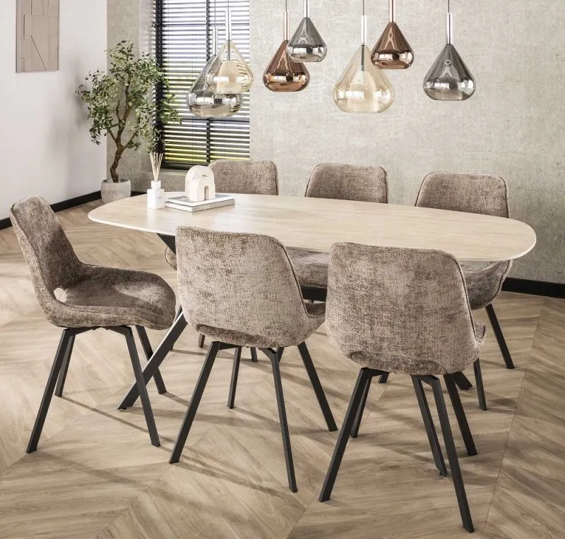 4er Set Stuhl Basi | drehbar | Chenille-Stoff