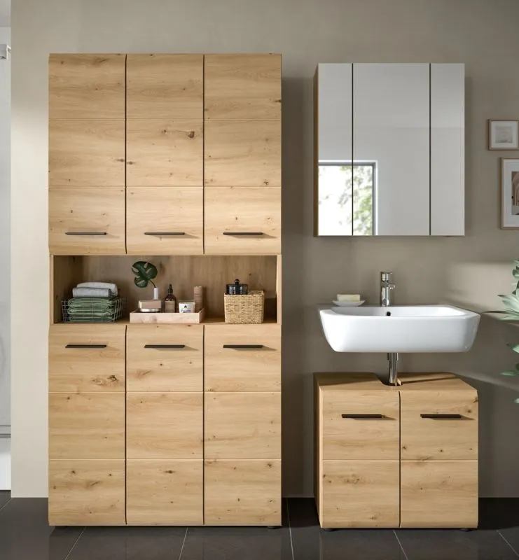 Bad Set Ice 10 | 3-teilig | Artisan Oak mit Badaufsatzleuchte