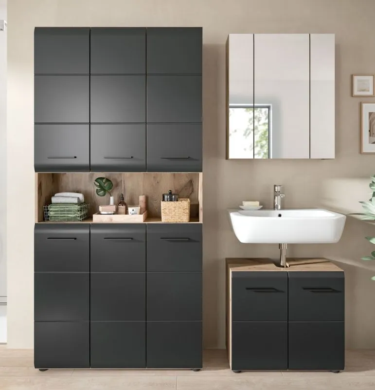 Bad Set Ice 10 | 3-teilig | Nox Oak / schwarz matt ohne