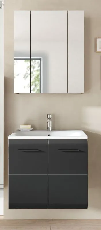 Bad Set Ice 3 | 2-teilig | Nox Oak / schwarz matt | inkl. Waschbecken