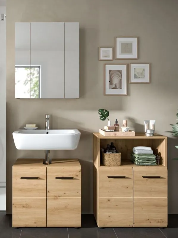 Bad Set Ice 6 | 3-teilig | Artisan Oak mit Aufsatzleuchte