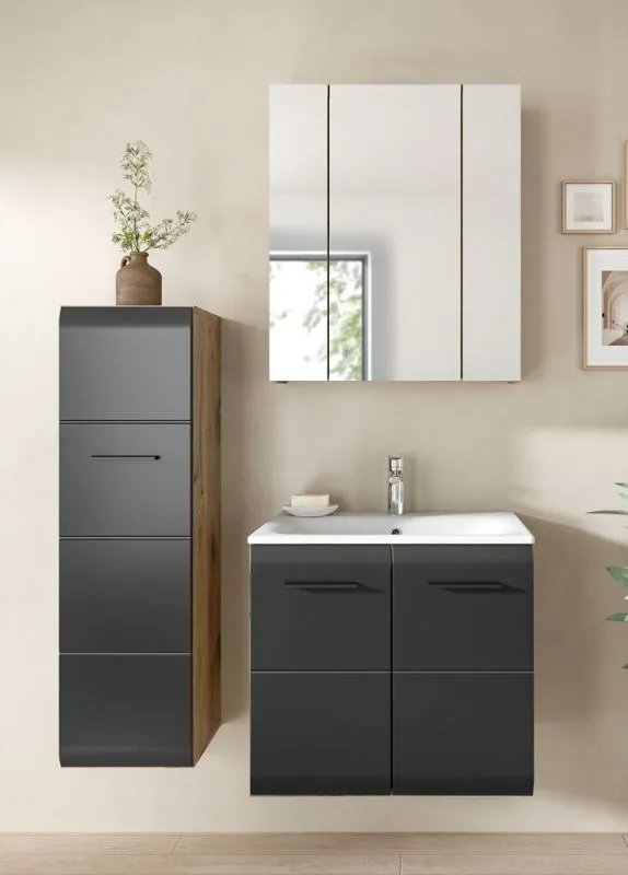 Bad Set Ice 8 | 3-teilig | Nox Oak / schwarz matt ohne