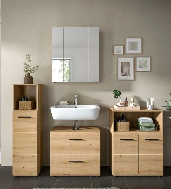 Bad Set Ice 8 | 4-teilig | Artisan Oak ohne Aufsatzleuchte