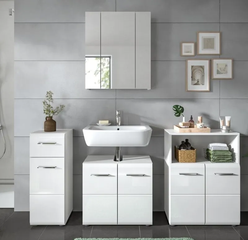 Bad Set Ice 8 | 4-teilig | weiß / weiß Hochglanz