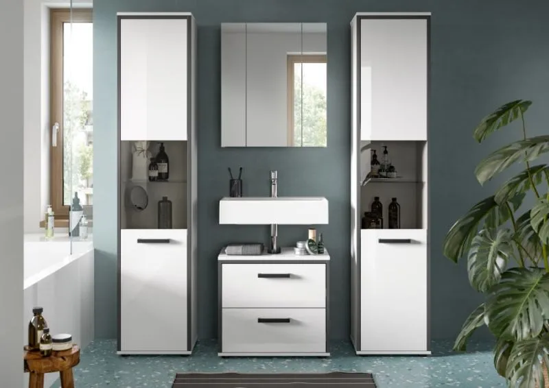 Bad Set Kojak 5 | 4-teilig | weiß / weiß Hochglanz | ohne Beleuchtung