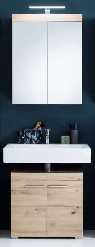 Badezimmer-Set Amanda | Eiche Asteiche | 2-teilig mit Aufsatzleuchte