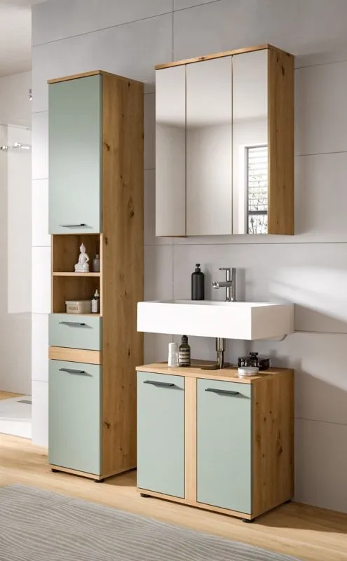Badezimmer-Set Blake 1 | Salbei / Artisan Eiche | 3-teilig ohne Beleuchtung