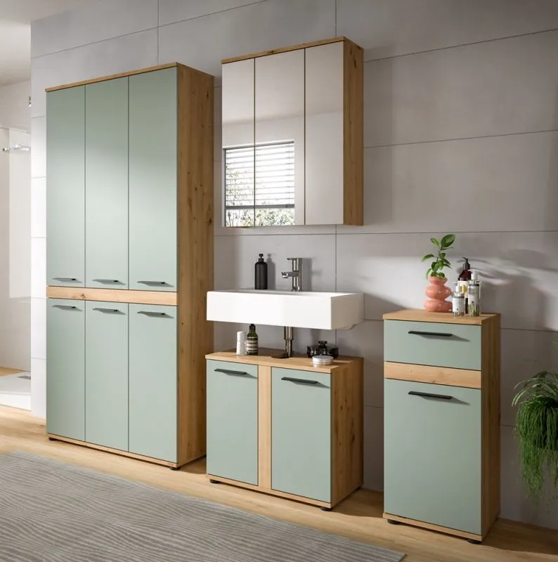 Badezimmer-Set Blake 3 | Salbei / Artisan Eiche | 4-teilig