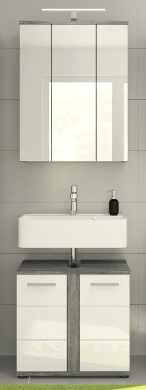Badezimmer-Set Blake | weiß Hochglanz / rauchsilber | 2-teilig ohne Aufsatzleuchte