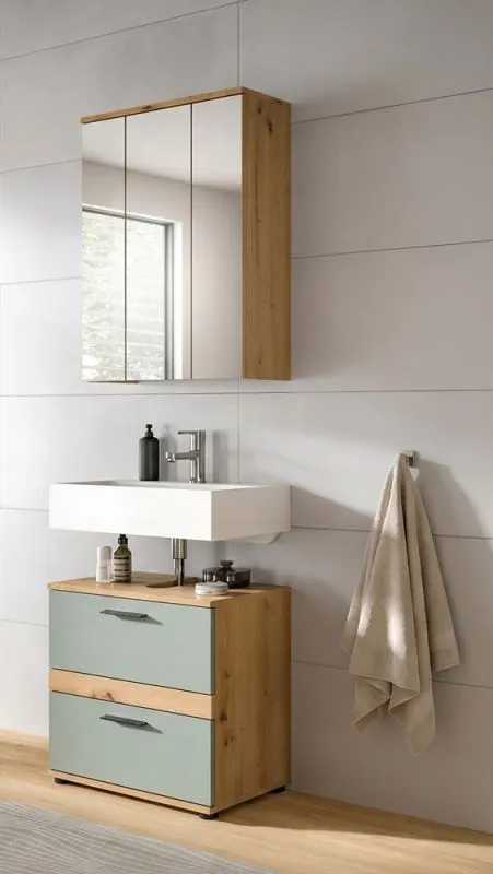 Badezimmer-Set Blake1 | Salbei / Artisan Eiche | 2-teilig