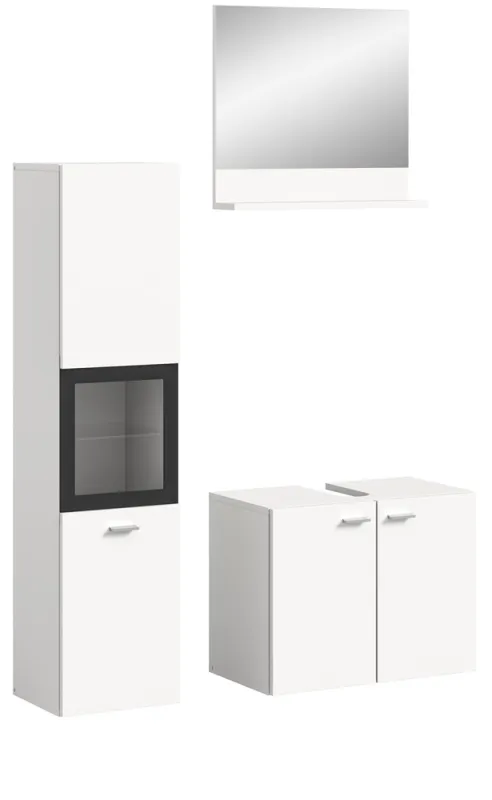 Badezimmer Set Boston 2 | 3-teilig | weiß | mit Aufsatzleuchte & Glasbodenclip